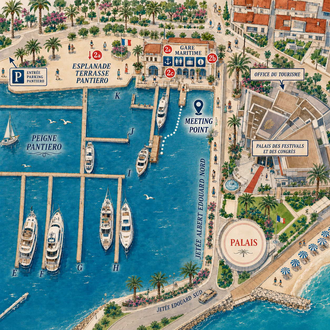 Boarding map — Cannes harbour meeting point